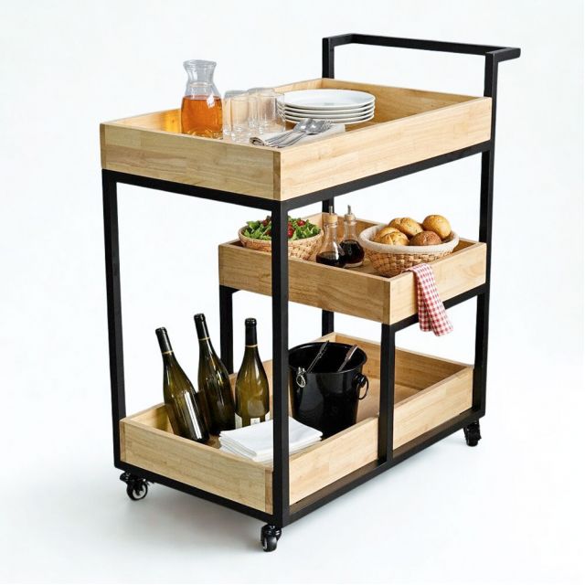 Kệ đẩy di động 3 tầng đa năng có bánh xe KB68024 Kệ đẩy di động 3 tầng đa năng có bánh xe KB68024