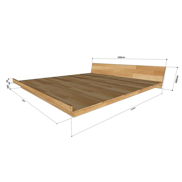 kích thước giường ngủ đôi gỗ cao su tự nhiên