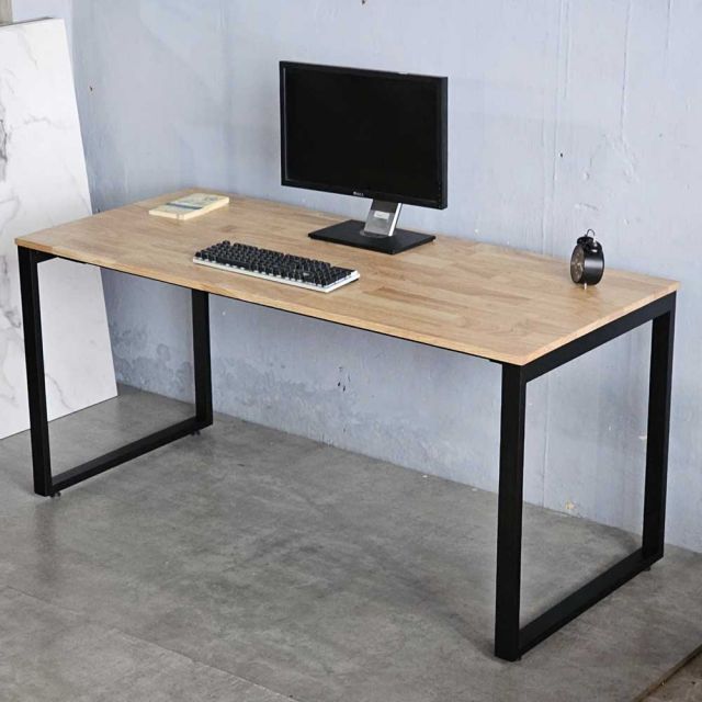 Bàn làm việc gỗ cao su chân sắt lắp ráp hệ Rectang HBRT037
