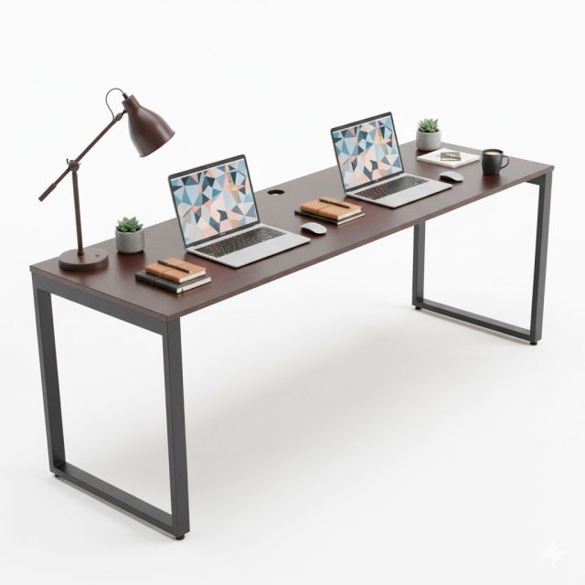 Bàn làm việc 200x60cm gỗ cao su hệ Rectang lắp ráp - HBRT036