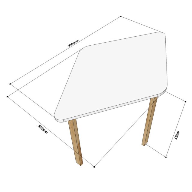 Module bàn mầm non hình thoi cụm 4 gỗ cao su KGD011