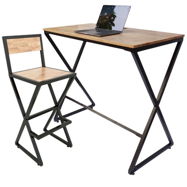 Combo bàn làm việc đứng và ghế bar chân chữ X CB68087 Combo bàn làm việc đứng và ghế bar chân chữ X CB68087