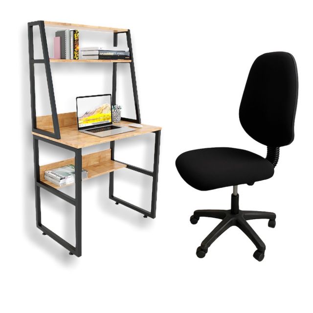 Combo bàn làm việc mini kết hợp kệ và ghế chân xoay CB68090 Combo bàn làm việc mini kết hợp kệ và ghế chân xoay CB68090