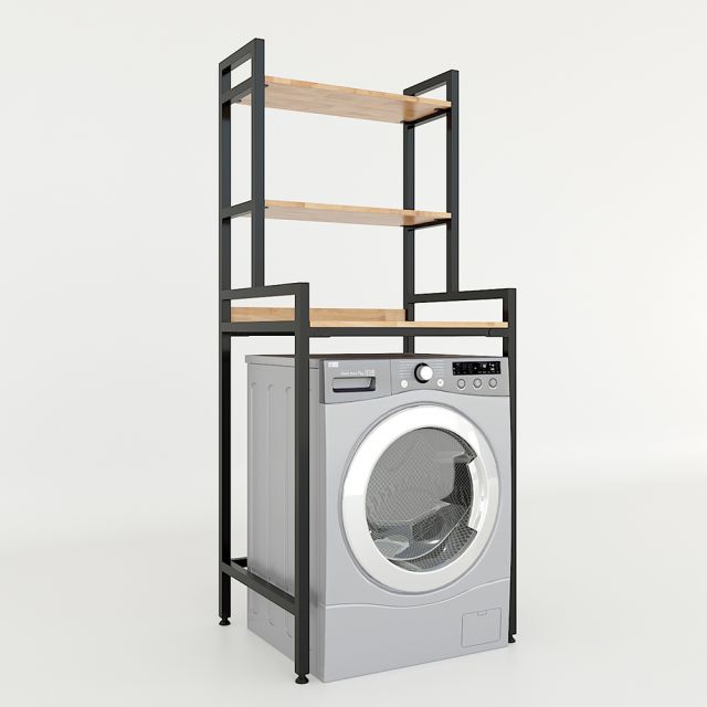 Kệ máy giặt 3 tầng gỗ cao su khung sắt lắp ráp 72x60x180cm KMG68014