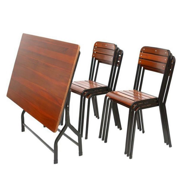 Ghế ngoài trời xếp chồng nan mặt ngồi và lưng tựa bằng gỗ GCF080