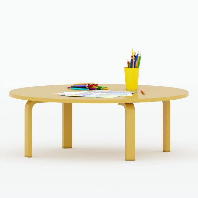 Bàn mầm non ngồi bệt mặt bàn tròn  80x80x28cm gỗ cao su nhiều màu KGD018