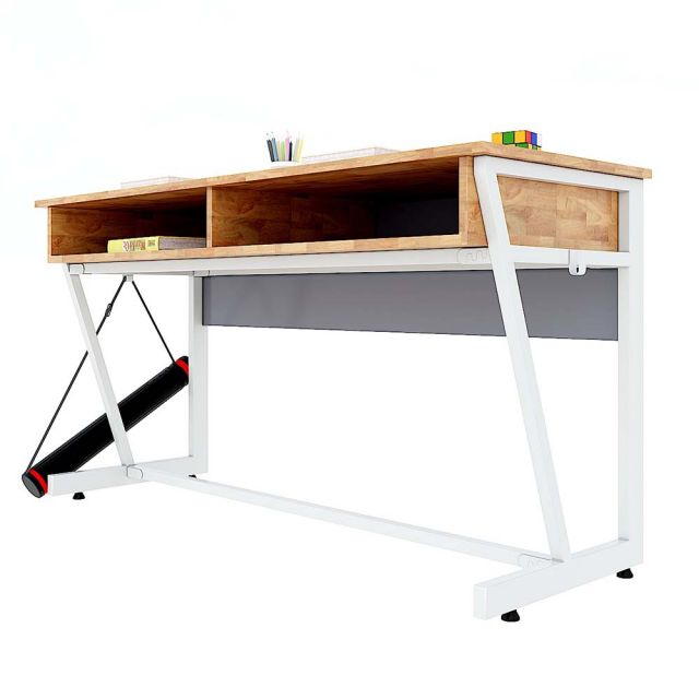 Bàn học đôi có hộc VICTOR 04 gỗ cao su chân sắt sơn tĩnh điện PSD011