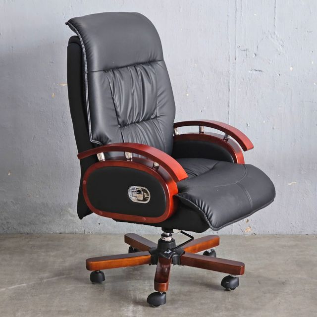 Ghế giám đốc bọc da ngả lưng tựa tay gỗ MFZ863