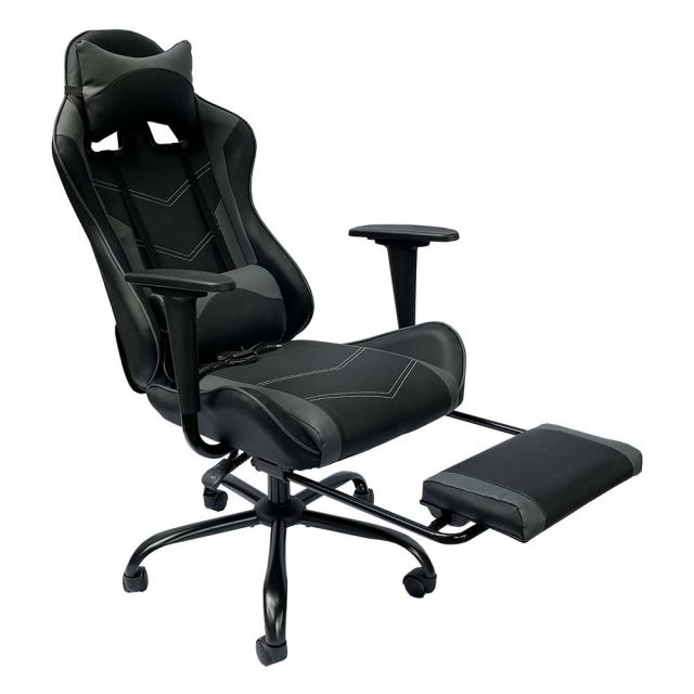 Ghế chơi game 7188 ngả lưng có gác chân đen xám GC68017 Ghế chơi game 7188 ngả lưng có gác chân đen xám GC68017