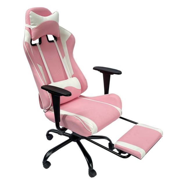 Ghế chơi game màu hồng 7188 ngả lưng có gác chân GC68020 Ghế chơi game màu hồng 7188 ngả lưng có gác chân GC68020