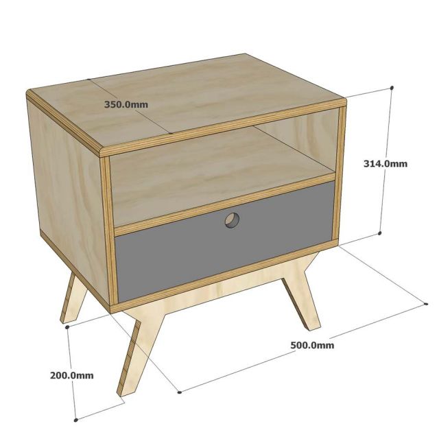 Tủ đầu giường 1 hộc kéo gỗ Plywood Birch 50x35xx52cm TDG68036