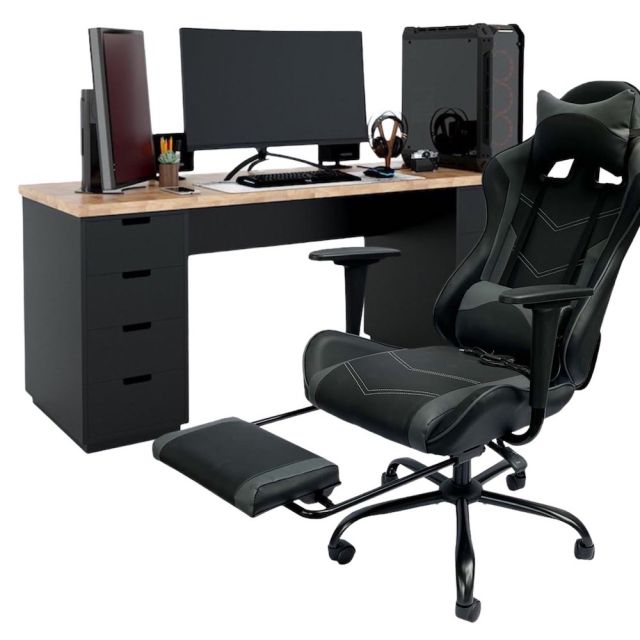 Combo Bàn Game 180x60cm Chân Tủ Và Ghế Game Ngả Lưng Có Gác Chân CBG68010 Combo Bàn Game 180x60cm Chân Tủ Và Ghế Game Ngả Lưng Có Gác Chân CBG68010