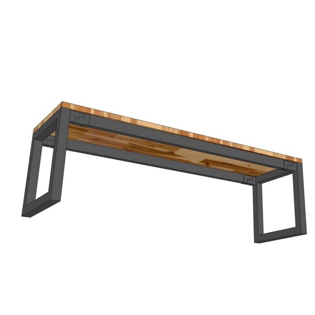 Ghế băng dài gỗ tràm chân sắt sơn tĩnh điện 120x40x45cm GBD007