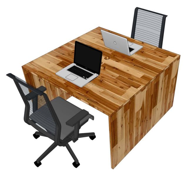 Bàn làm việc cụm 2 có tấm chắn 120x120cm gỗ tràm dày 25mm hệ Wooden HBWD032 Bàn làm việc cụm 2 có tấm chắn 120x120cm gỗ tràm dày 25mm hệ Wooden HBWD032