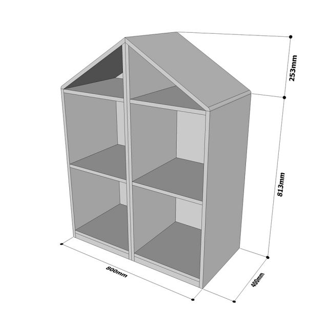 Module tủ mầm non hình ngôi nhà gỗ cao su màu tự nhiên KGS011