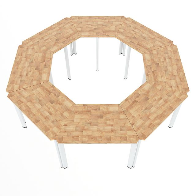 Module bàn cụm 8 hệ Lego gỗ cao su chân sắt oval MDS002 Module bàn cụm 8 hệ Lego gỗ cao su chân sắt oval MDS002