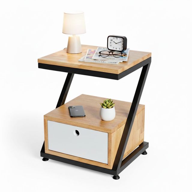 Tủ đầu giường 1 ngăn kéo 40x35x45cmcm gỗ cao su khung sắt TDG68035