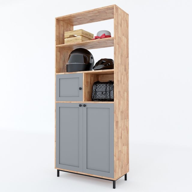 Tủ giày 4 tầng kết hợp kệ để đồ gỗ cao su KG68024 Tủ giày 4 tầng kết hợp kệ để đồ gỗ cao su KG68024