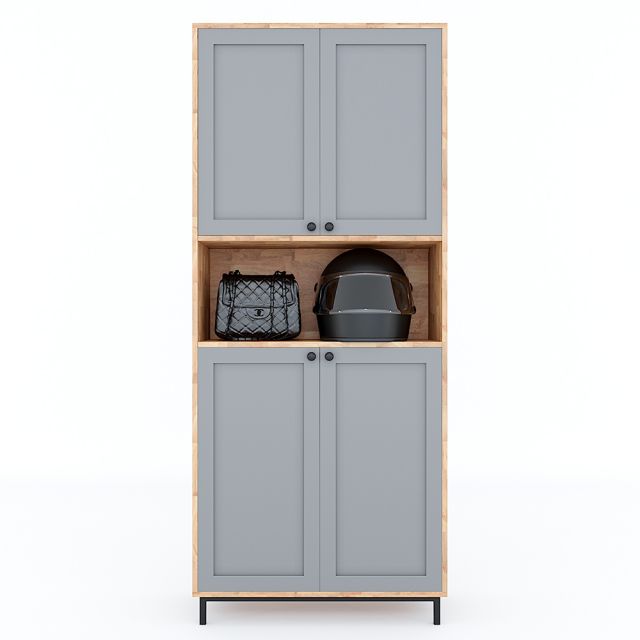 Tủ giày 4 tầng kết hợp tủ để đồ gỗ cao su chân sắt sơn tĩnh điện KG68025 Tủ giày 4 tầng kết hợp tủ để đồ gỗ cao su chân sắt sơn tĩnh điện KG68025