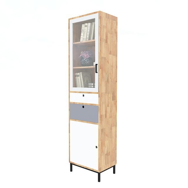 Tủ trưng bày, tủ gỗ cửa kính nhỏ gọn gỗ cao su KS68092