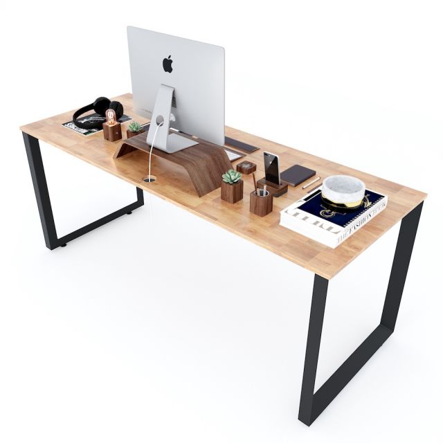 Bàn làm việc 180x70cm gỗ cao su chân sắt tam giác hệ Trian II HBTG009 Bàn làm việc 180x70cm gỗ cao su chân sắt tam giác hệ Trian II HBTG009
