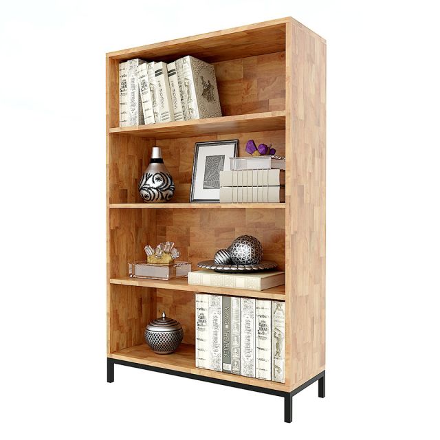 Kệ sách 4 tầng  80x35x130cm gỗ cao su đế chân sắt KS68112 Kệ sách 4 tầng  80x35x130cm gỗ cao su đế chân sắt KS68112