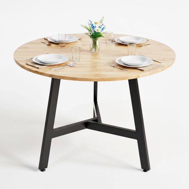 Bàn ăn tròn 1m RICO mặt gỗ nhiều màu chân sắt sơn tĩnh điện BA68048