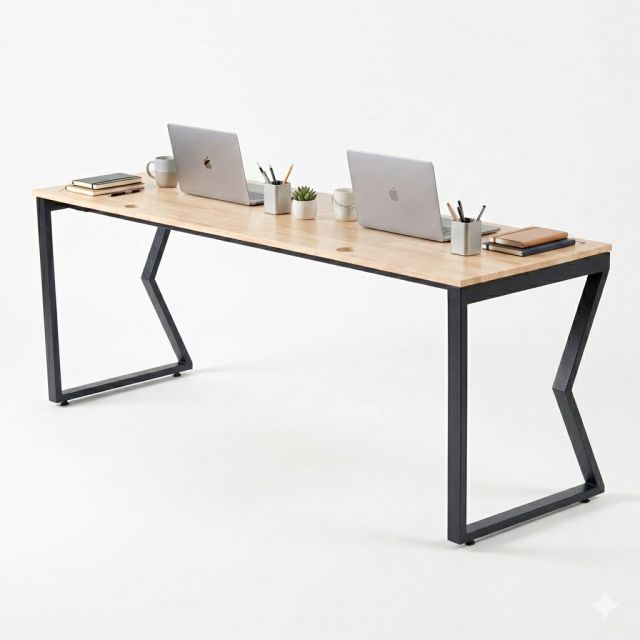 Bàn làm việc 200x60cm gỗ cao su chân sắt hệ Mconcept HBMC032