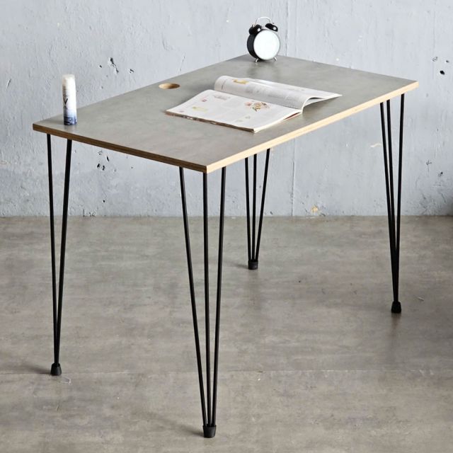 Bàn làm việc đơn giản mặt gỗ Plywood chân sắt Hairpin HOBP028