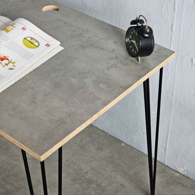 Bàn làm việc đơn giản mặt gỗ Plywood chân sắt Hairpin HOBP028