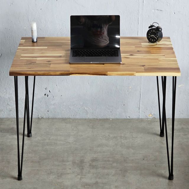 Bàn làm việc 100x60cm gỗ tràm chân sắt Hairpin