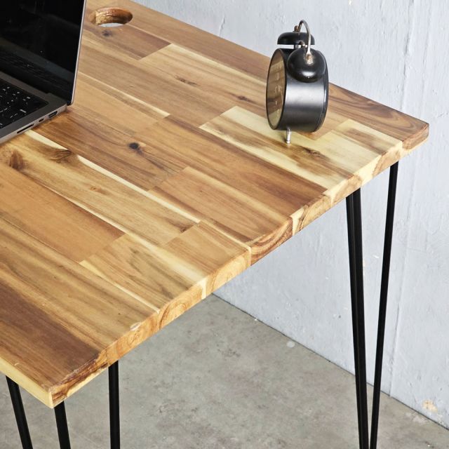 Bàn làm việc 100x60cm gỗ tràm chân sắt Hairpin