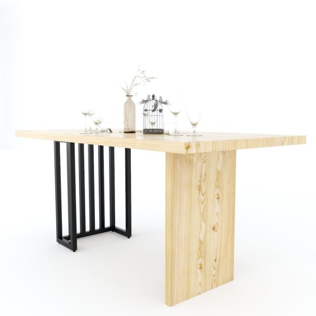 Bàn ăn Phelim chân sắt mặt gỗ thông BA68064