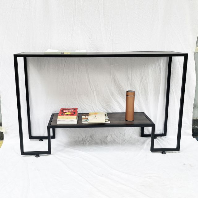 Bàn console, bàn trang trí 2 tầng gỗ màu nâu lau CST004