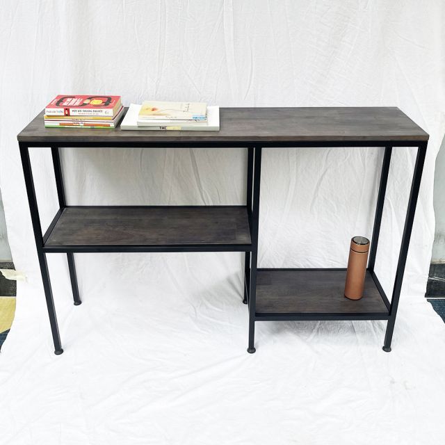 Bàn trang trí, bàn console 2 tầng gỗ màu nâu lau độc đáo CST012