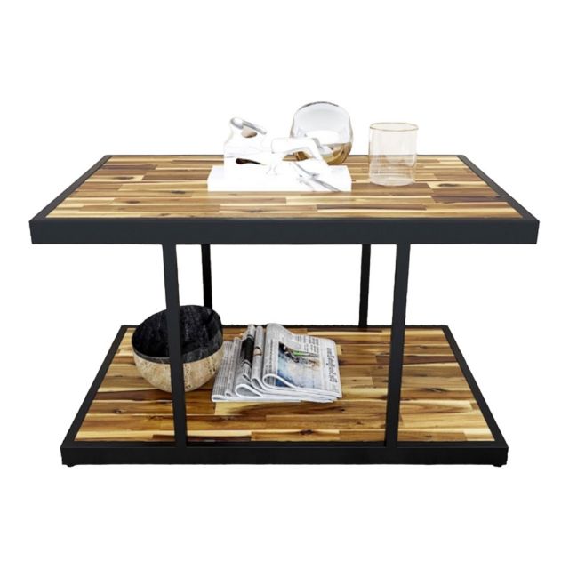 Bàn sofa 2 tầng 80x50x46cm gỗ tràm khung sắt TT68139 Bàn sofa 2 tầng 80x50x46cm gỗ tràm khung sắt TT68139
