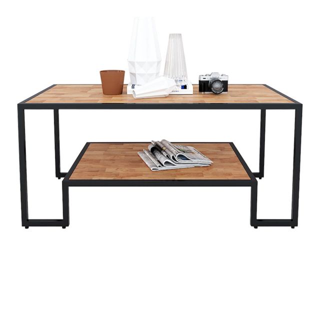 Bàn sofa 2 tầng 100x54x45cm gỗ cao su khung sắt TT68145 Bàn sofa 2 tầng 100x54x45cm gỗ cao su khung sắt TT68145