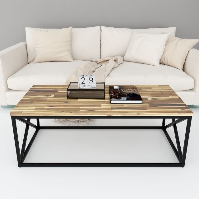 Bàn sofa mặt gỗ tràm khung sắt sơn tĩnh điện TT68151