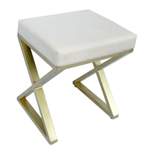 Ghế bàn trang điểm chân chữ X màu vàng đồng GTD010 Ghế bàn trang điểm chân chữ X màu vàng đồng GTD010