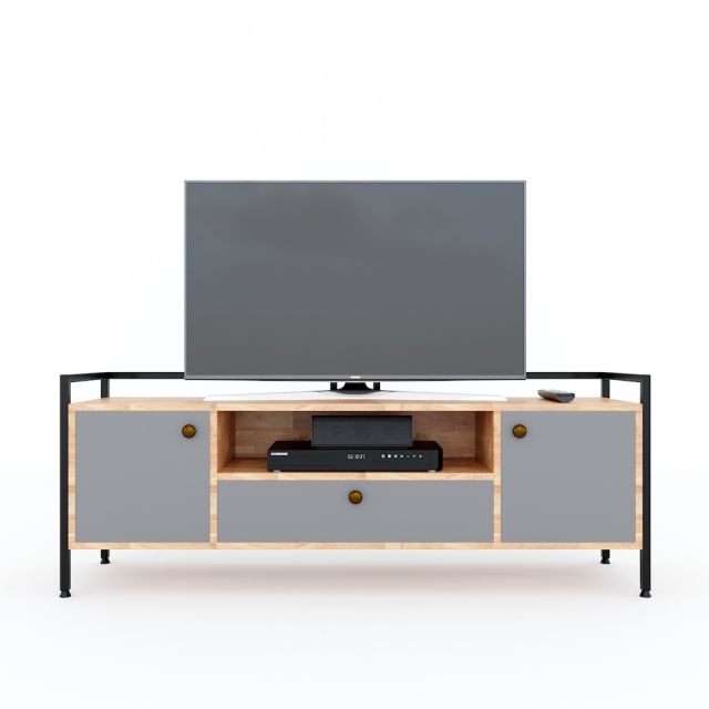 Kệ tivi hiện đại ALAN 140cm gỗ cao su khung sắt KTV68081