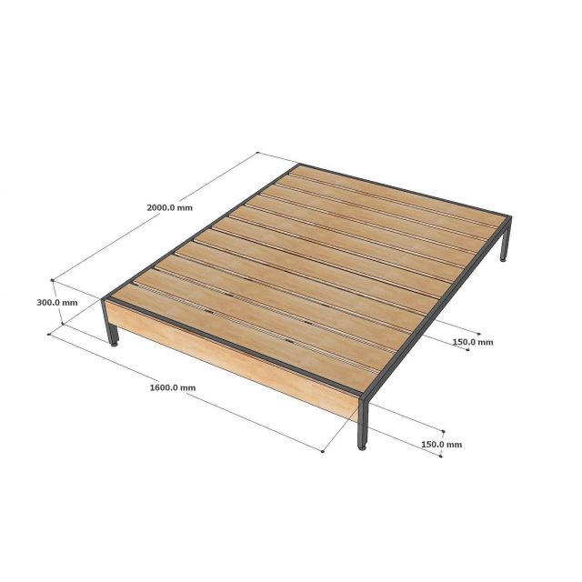 Giường ngủ đôi đơn giản gỗ cao su 160x200cm GN68034