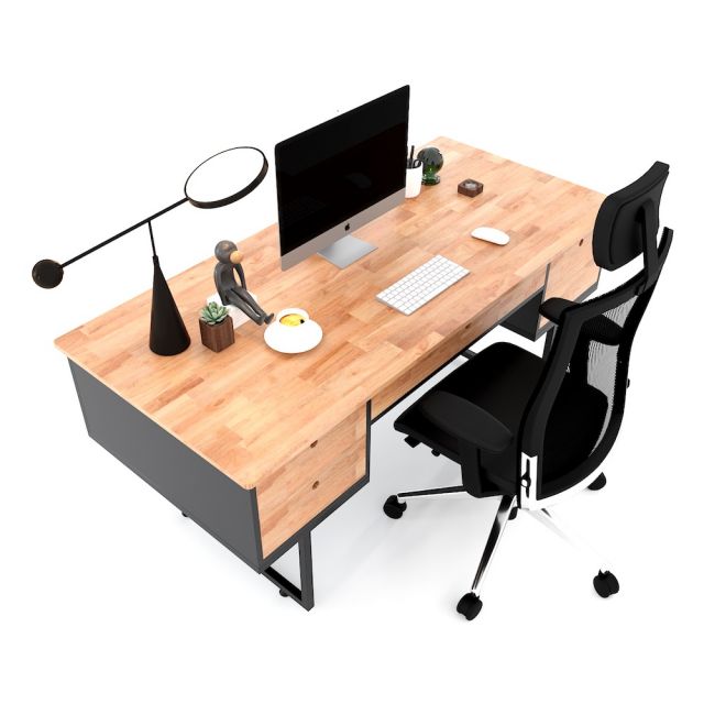 Bàn giám đốc chân kết hợp tủ 164x74cm gỗ cao su chân sắt BGD68054 Bàn giám đốc chân kết hợp tủ 164x74cm gỗ cao su chân sắt BGD68054