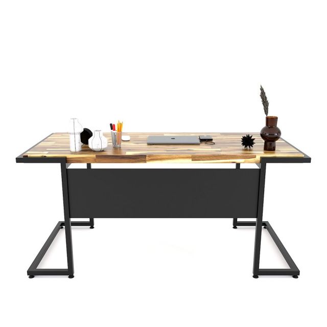 Bàn giám đốc có tấm chắn 160x70cm Gỗ Tràm chân sắt BGD68047 Bàn giám đốc có tấm chắn 160x70cm Gỗ Tràm chân sắt BGD68047
