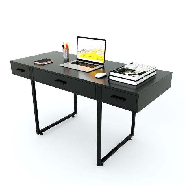 Bàn làm việc 3 ngăn kéo 140x60cm gỗ cao su chân sắt BD68081 Bàn làm việc 3 ngăn kéo 140x60cm gỗ cao su chân sắt BD68081