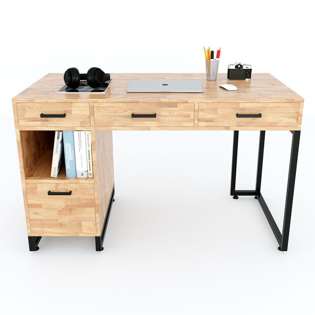 Bàn làm việc 3 ngăn kéo 120x60cm chân kết hợp tủ BD68077 Bàn làm việc 3 ngăn kéo 120x60cm chân kết hợp tủ BD68077