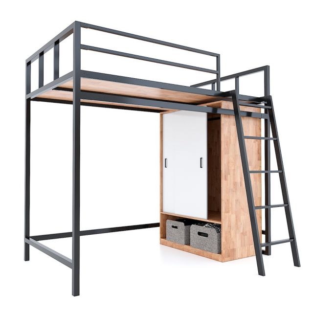 Giường tầng kết hợp tủ quần áo gỗ cao su khung sắt GT009 Giường tầng kết hợp tủ quần áo gỗ cao su khung sắt GT009