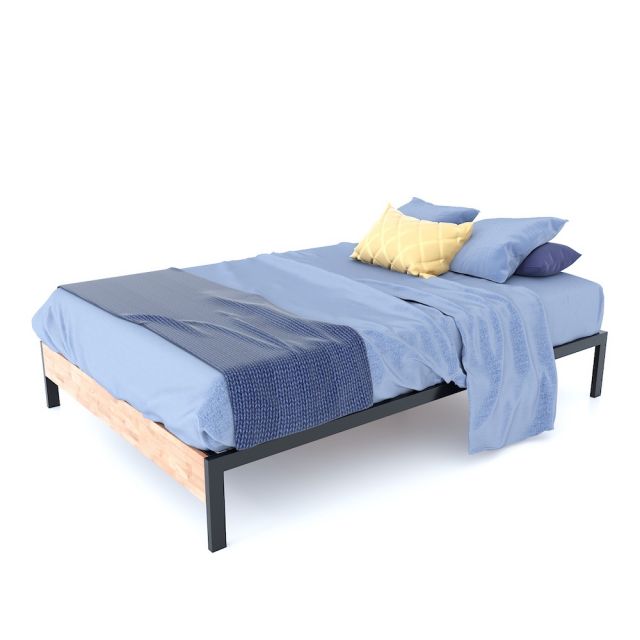 Giường ngủ đôi đơn giản gỗ cao su 160x200cm GN68034