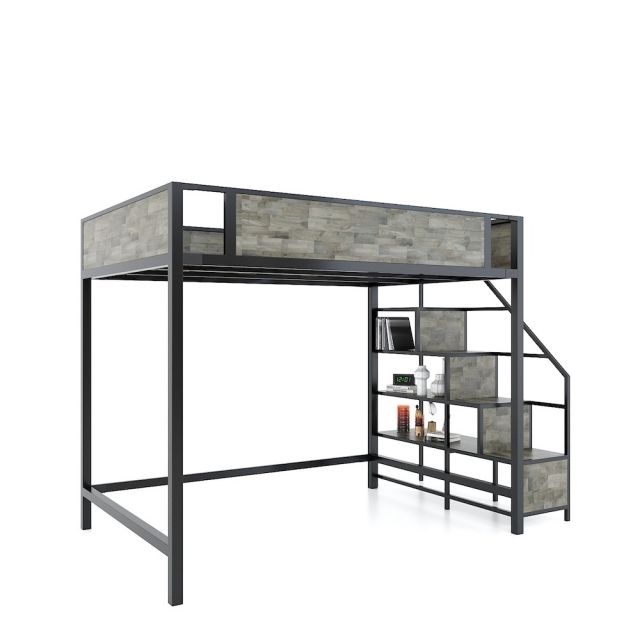 Giường 140x200cm kết hợp kệ trang trí gỗ cao su khung sắt GT012 Giường 140x200cm kết hợp kệ trang trí gỗ cao su khung sắt GT012
