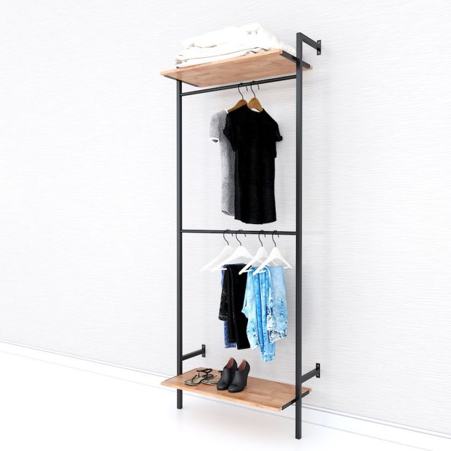 Kệ treo quần áo 2 tầng đơn giản gỗ cao su khung sắt KQA68050 Kệ treo quần áo 2 tầng đơn giản gỗ cao su khung sắt KQA68050