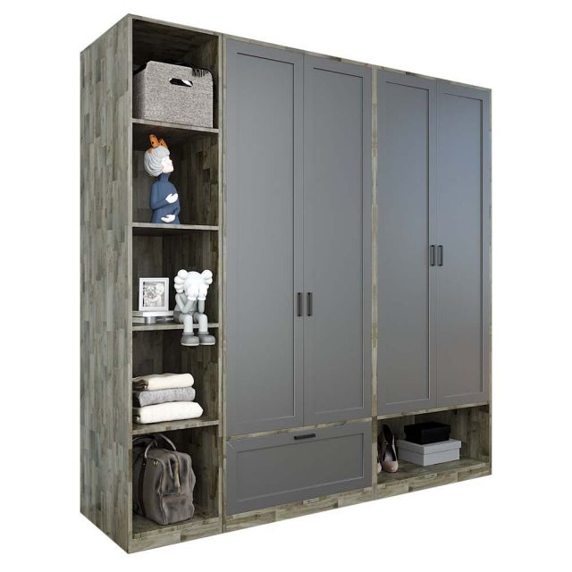 Module tủ quần áo 2m gỗ cao su màu nâu lau TQA68027 Module tủ quần áo 2m gỗ cao su màu nâu lau TQA68027